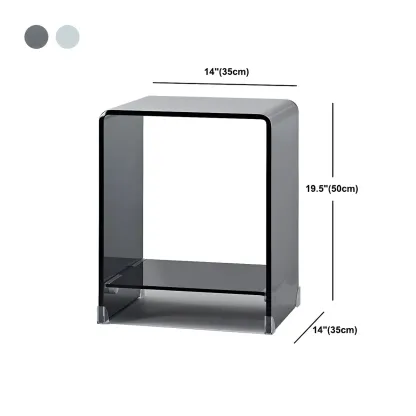 Stylish Clear Glass Nightstand with Open Shelf  Image - 27