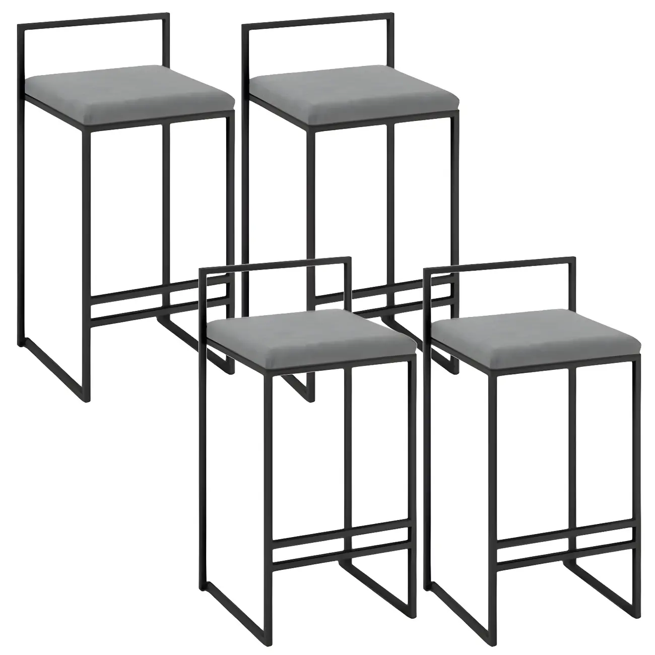 Square Fabric Seat Armless Counter Bar Stools Black Image - 21 | homeyfad