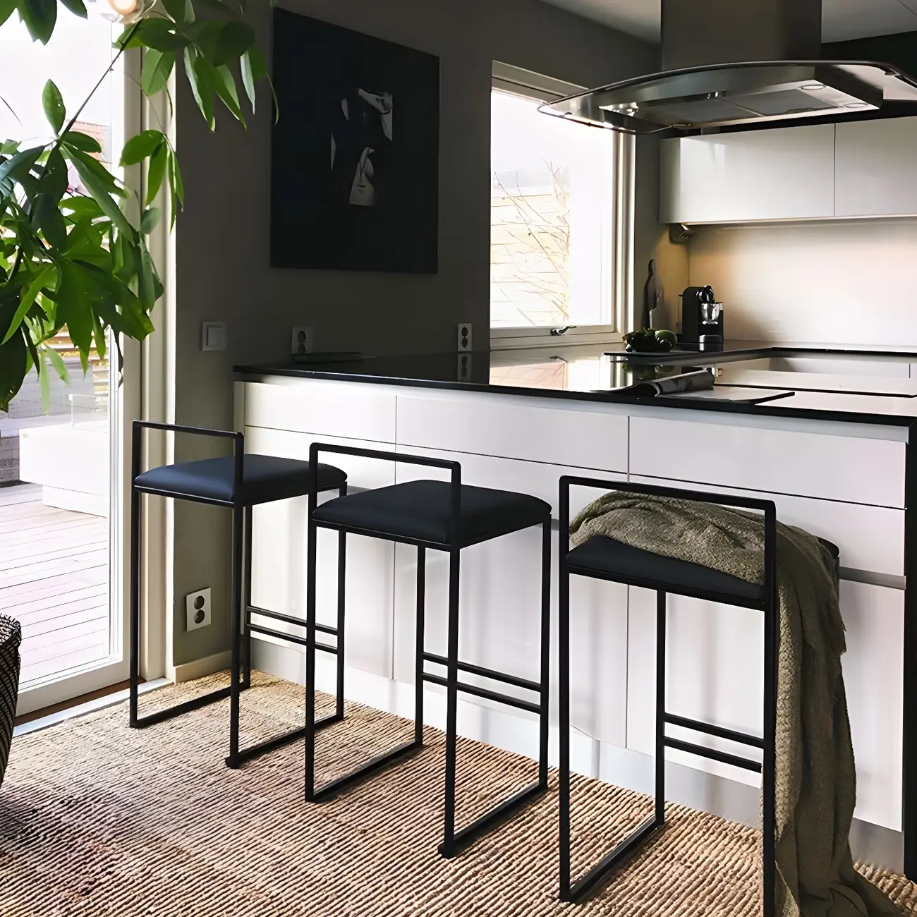 Square Fabric Seat Armless Counter Bar Stools Black Image - 8 | homeyfad