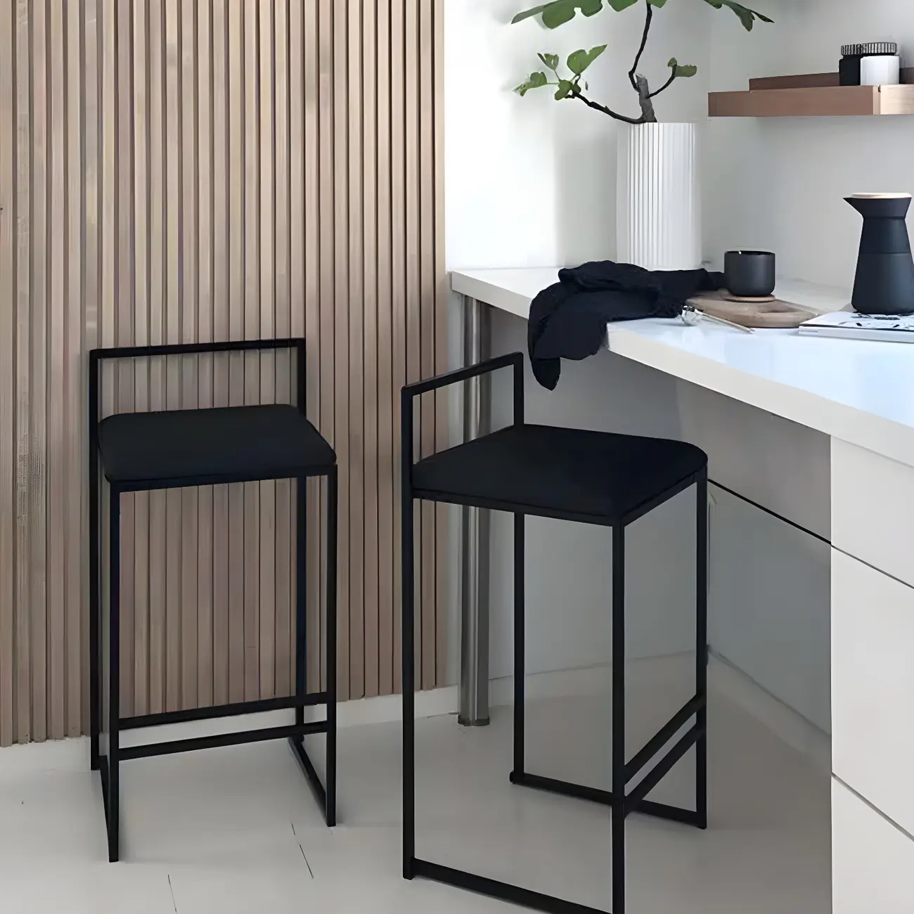 Square Fabric Seat Armless Counter Bar Stools Black Image - 13 | homeyfad