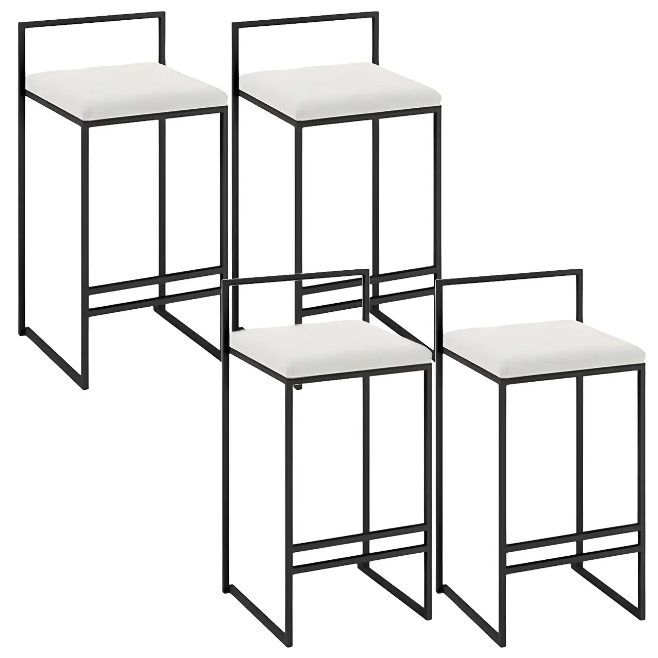 Square Fabric Seat Armless Counter Bar Stools Black Image - 24 | homeyfad