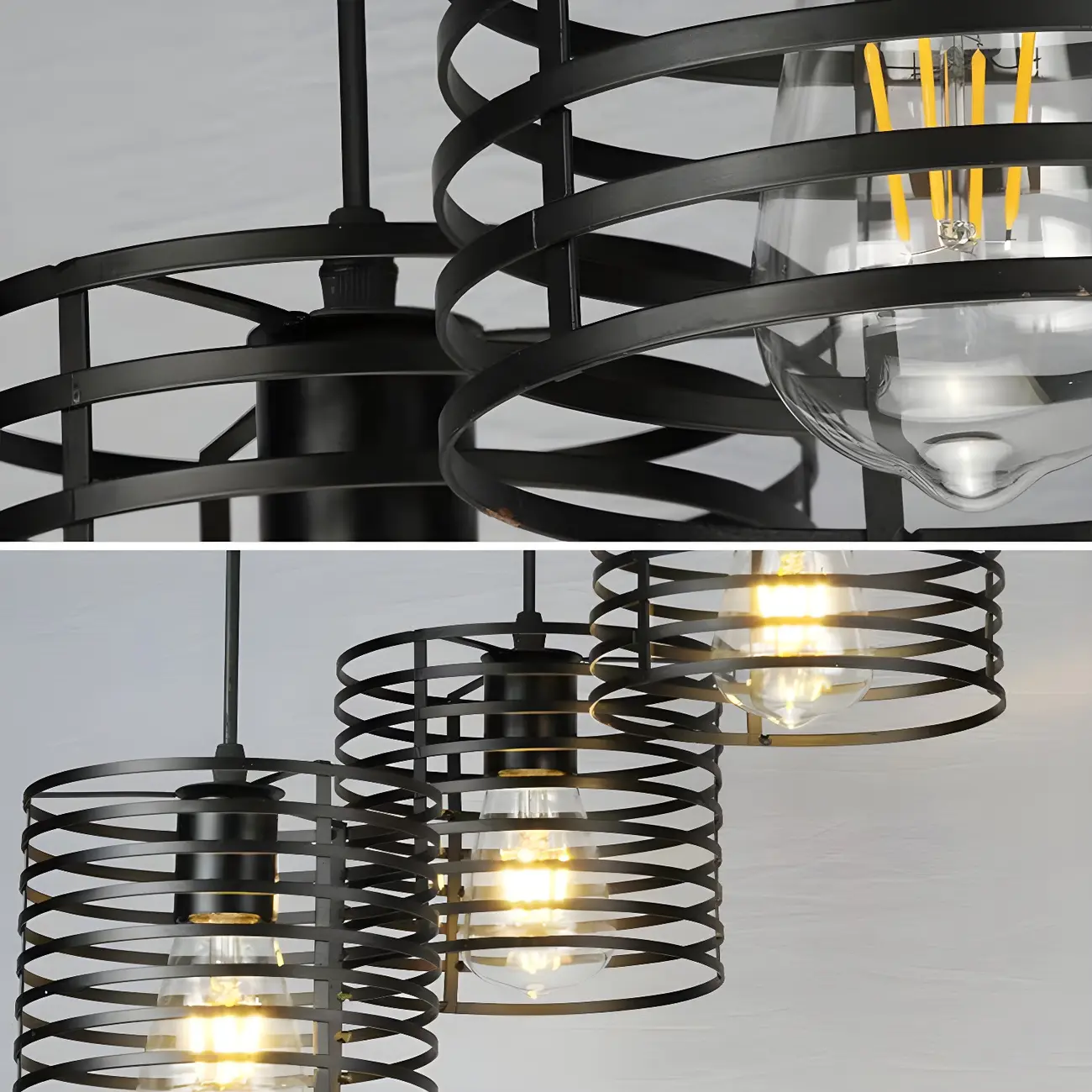 Industrial Black 3-Light Lantern Pendant Light Image - 3 | homeyfad