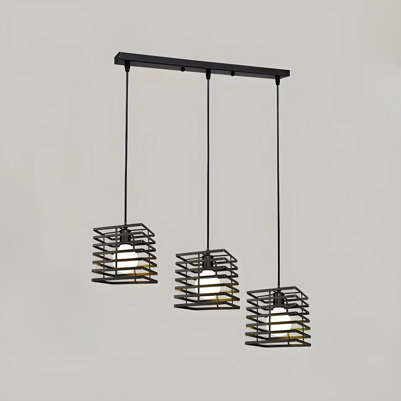 Industrial Black 3-Light Lantern Pendant Light Image - 9 | homeyfad
