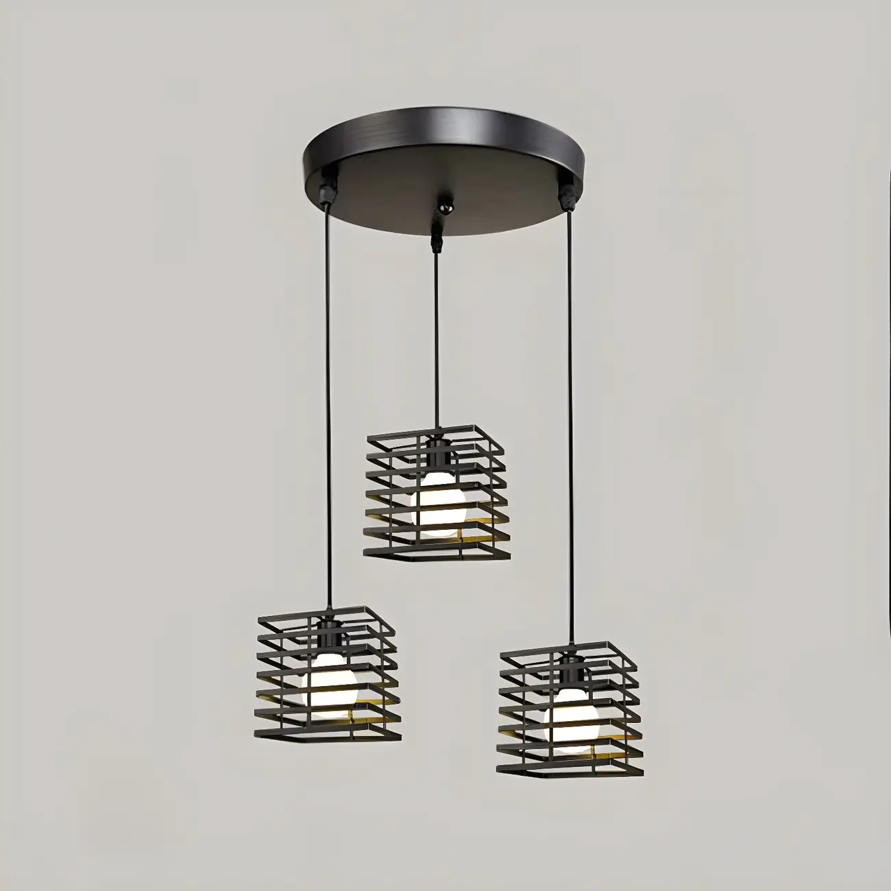 Industrial Black 3-Light Lantern Pendant Light Image - 10 | homeyfad