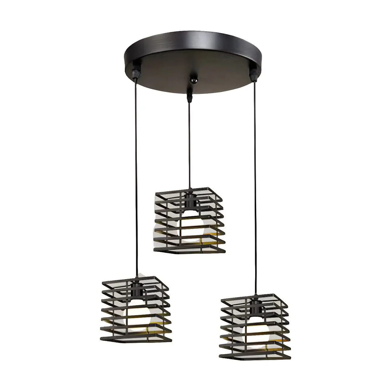 Industrial Black 3-Light Lantern Pendant Light Image - 12 | homeyfad