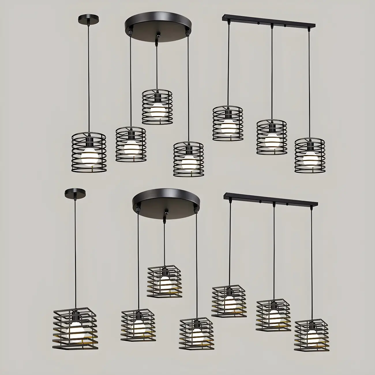 Industrial Black 3-Light Lantern Pendant Light Image - 14 | homeyfad