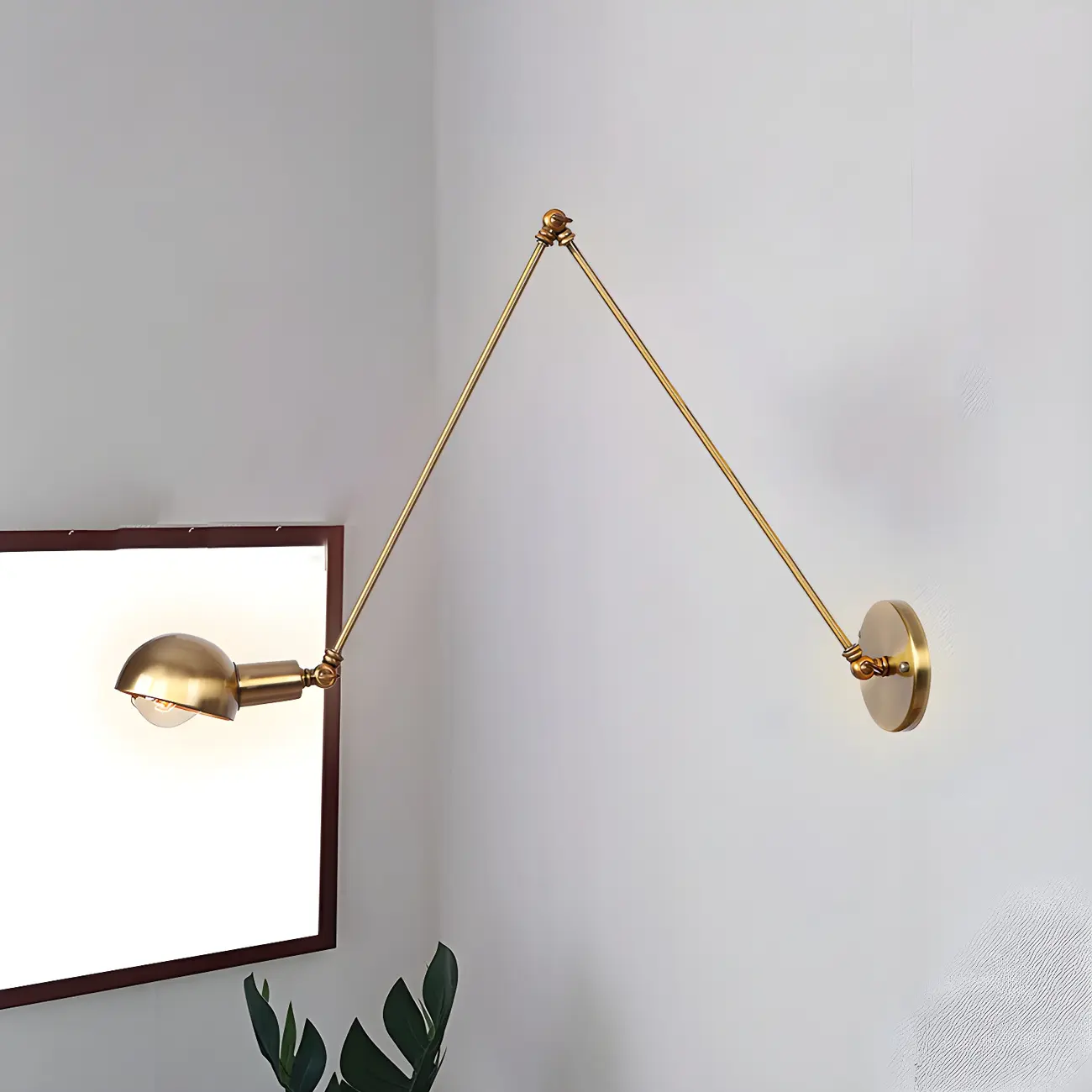 Gold and White Dome Swing Arm Wall Light Image - 1 | homeyfad