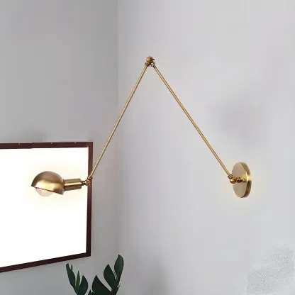 Gold and White Dome Swing Arm Wall Light Image - 1
