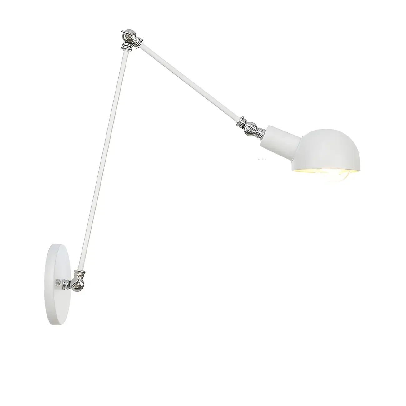 Gold and White Dome Swing Arm Wall Light Image - 3