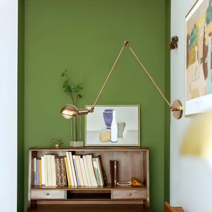 Gold and White Dome Swing Arm Wall Light Image - 4