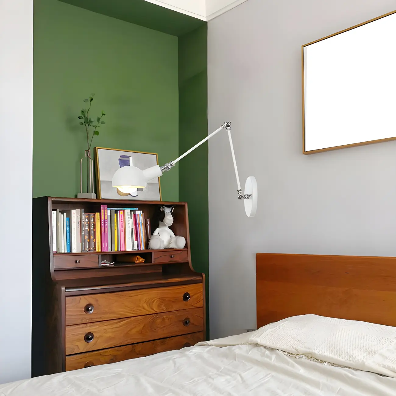 Gold and White Dome Swing Arm Wall Light Image - 6 | homeyfad