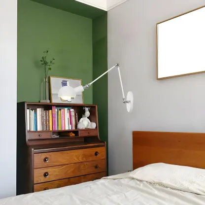 Gold and White Dome Swing Arm Wall Light Image - 6