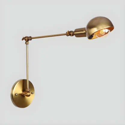 Gold and White Dome Swing Arm Wall Light Image - 10