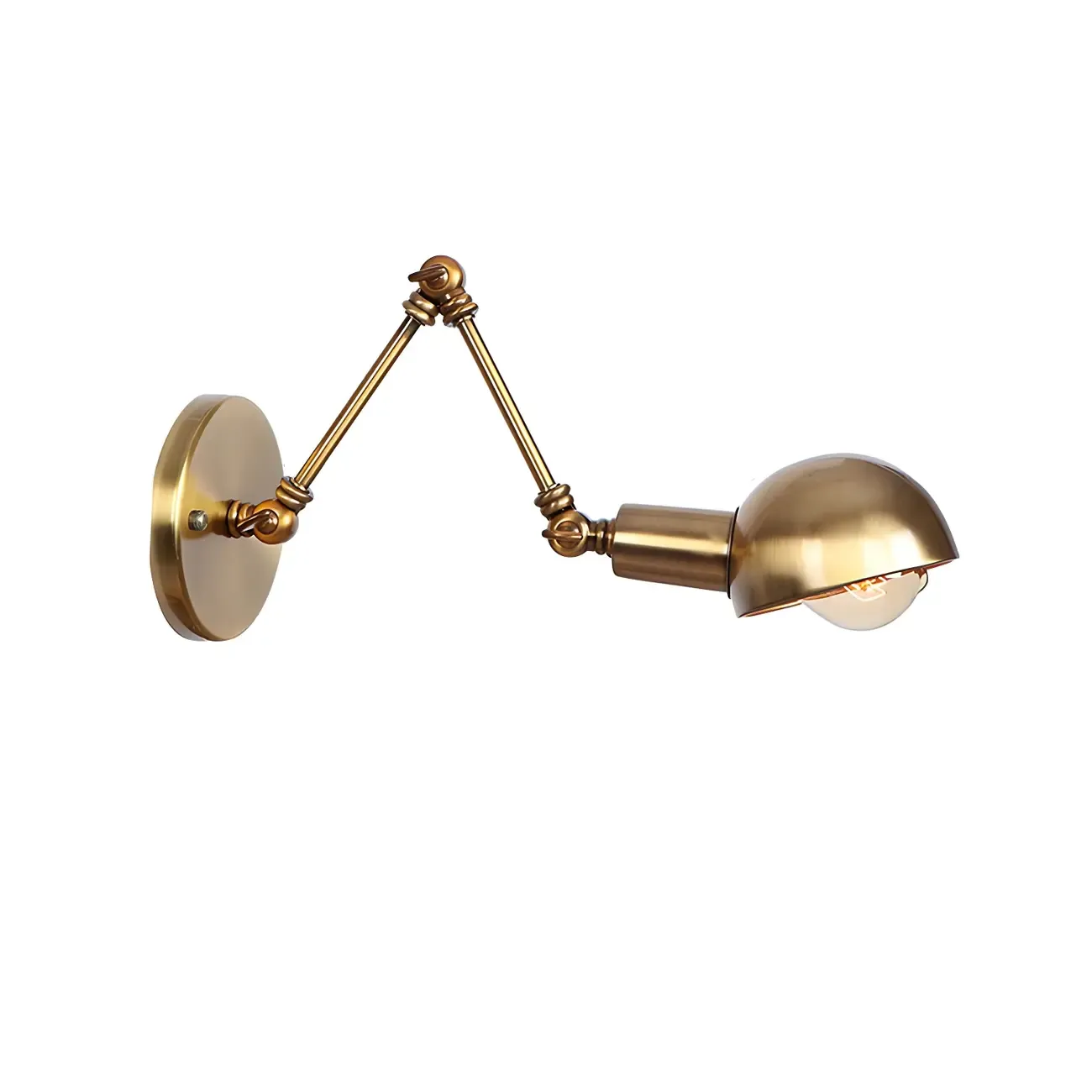 Gold and White Dome Swing Arm Wall Light Image - 12
