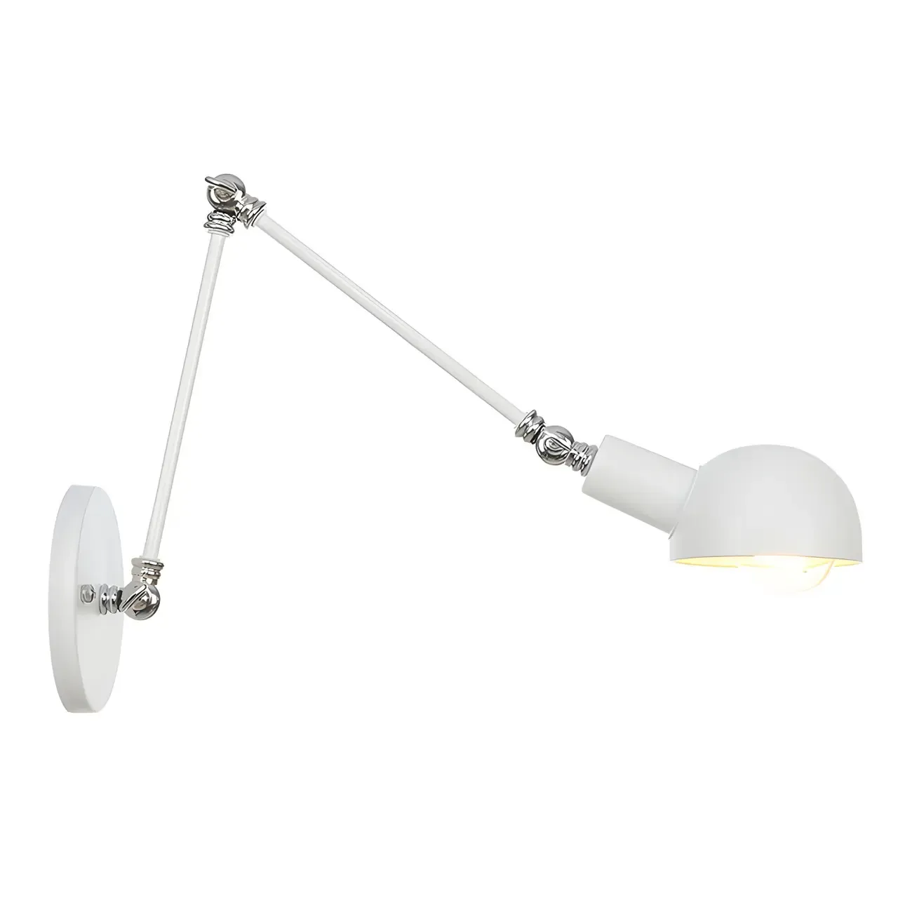 Gold and White Dome Swing Arm Wall Light Image - 13