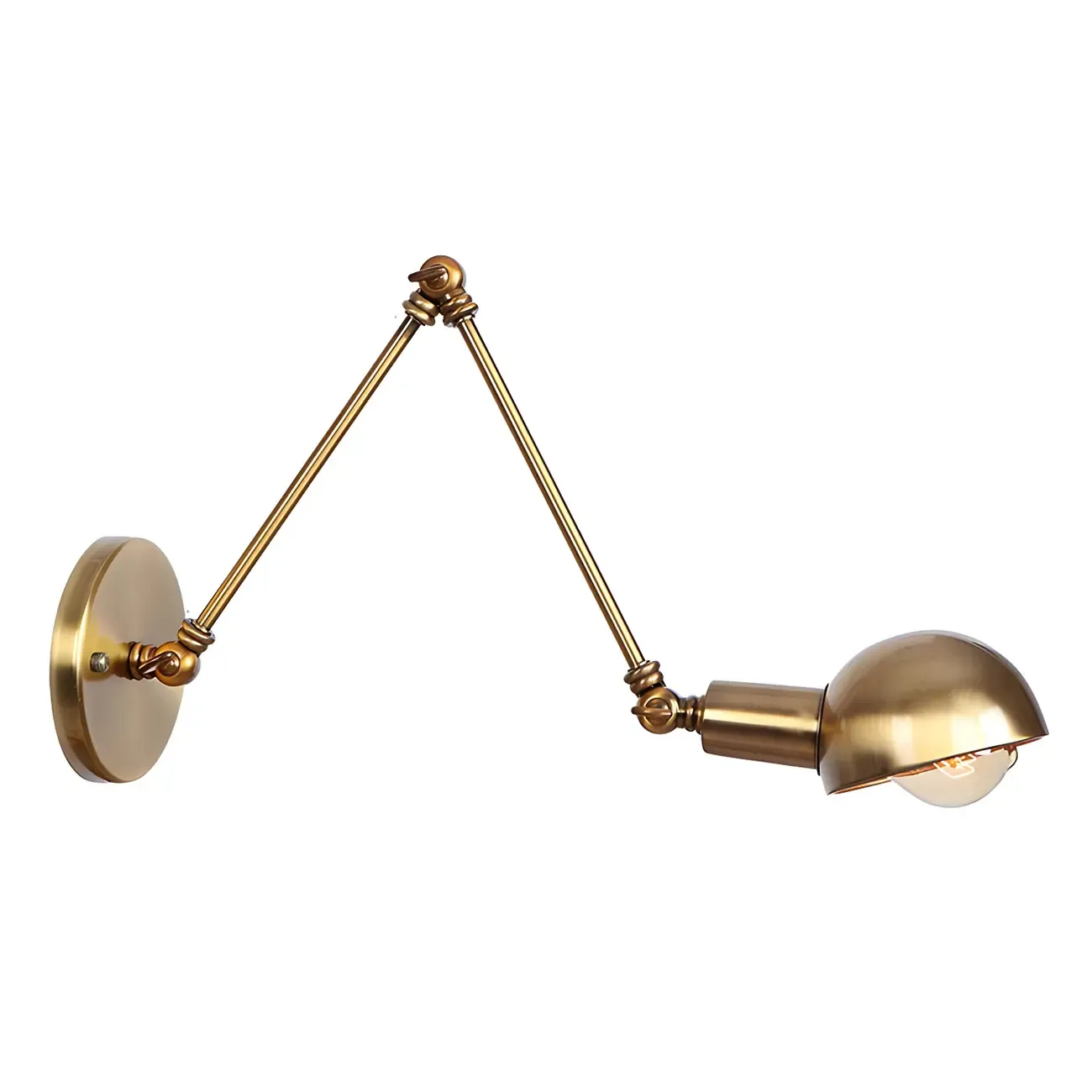 Gold and White Dome Swing Arm Wall Light Image - 14