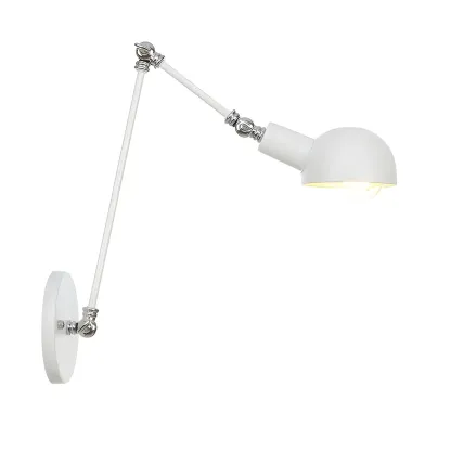 Gold and White Dome Swing Arm Wall Light Image - 15