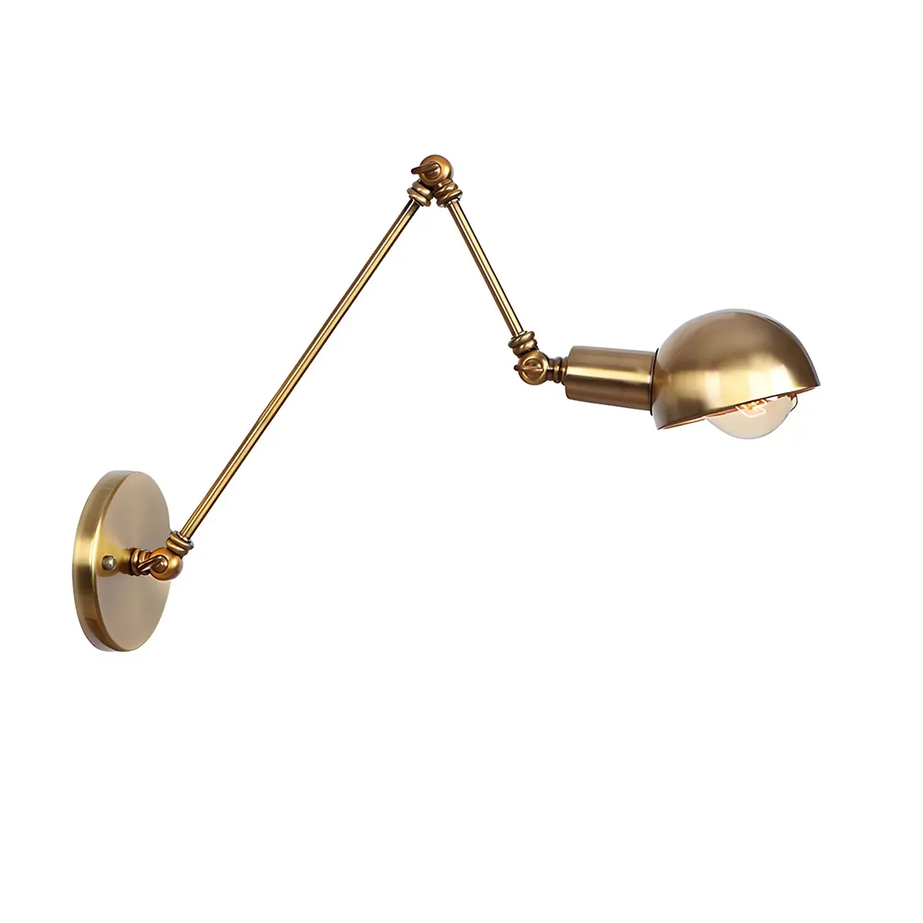 Gold and White Dome Swing Arm Wall Light Image - 16