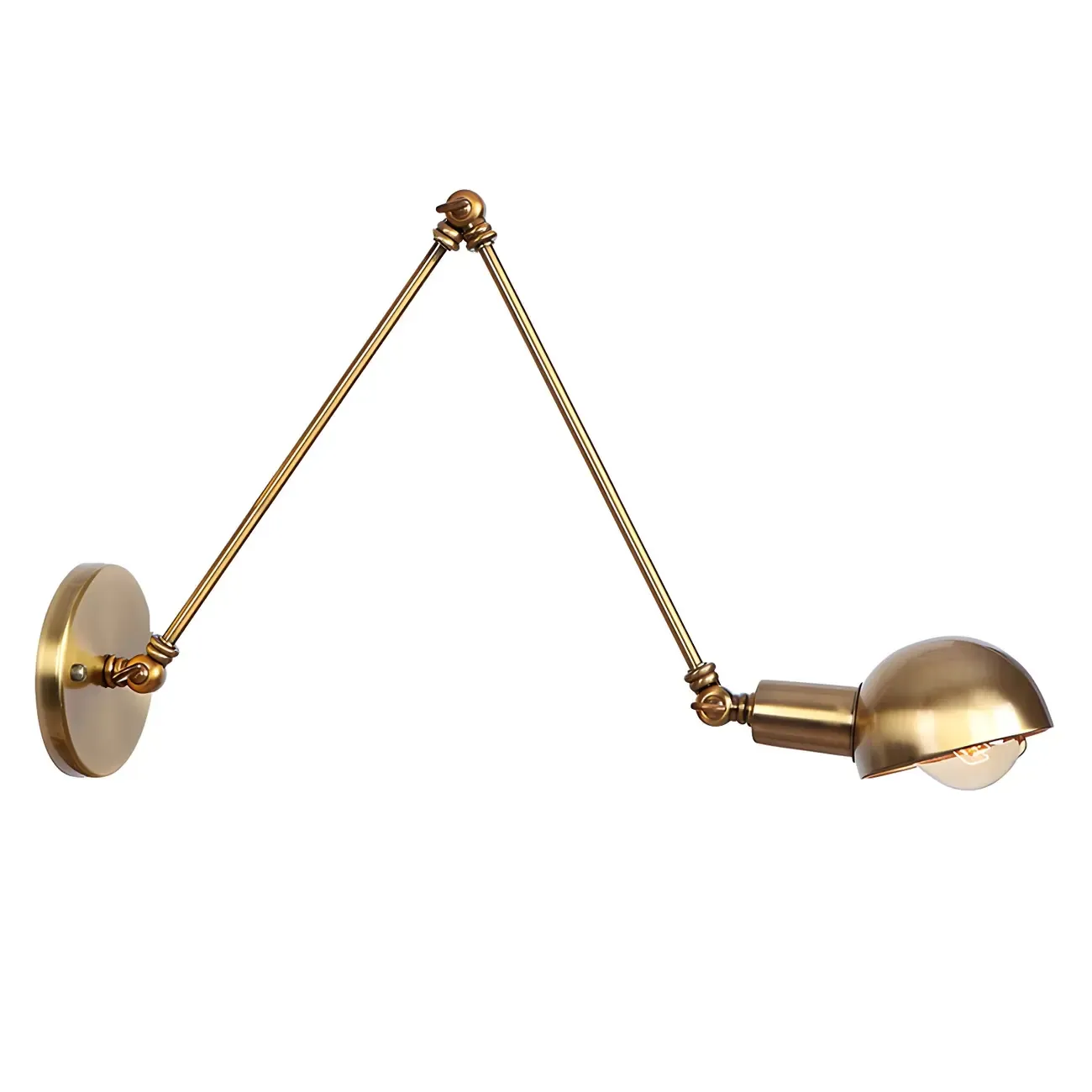 Gold and White Dome Swing Arm Wall Light Image - 18