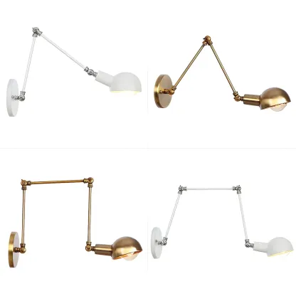 Gold and White Dome Swing Arm Wall Light Image - 19