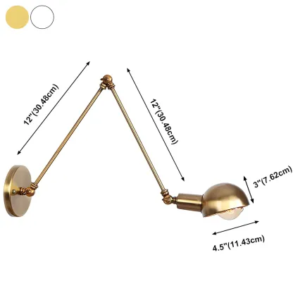 Gold and White Dome Swing Arm Wall Light Image - 22