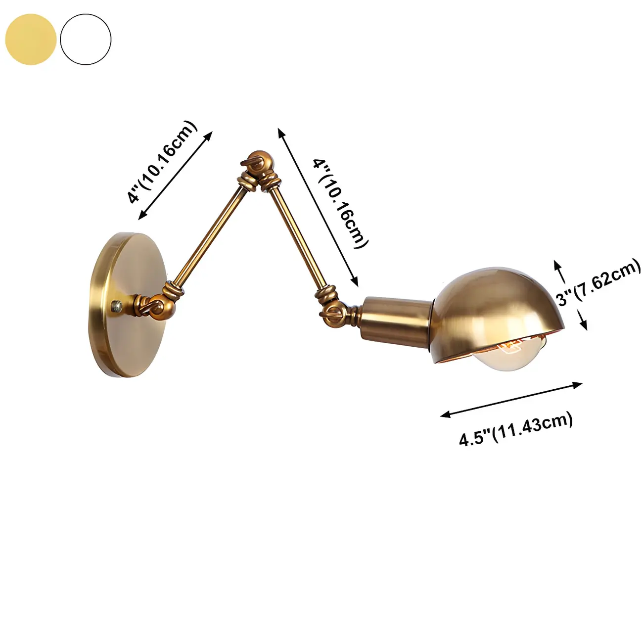 Gold and White Dome Swing Arm Wall Light Image - 23 | homeyfad