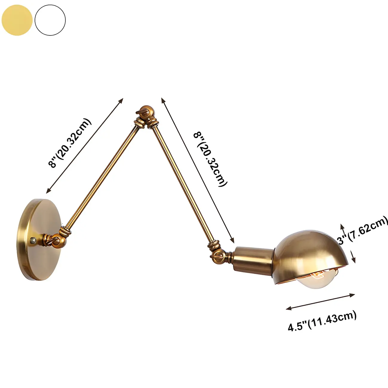 Gold and White Dome Swing Arm Wall Light Image - 24 | homeyfad