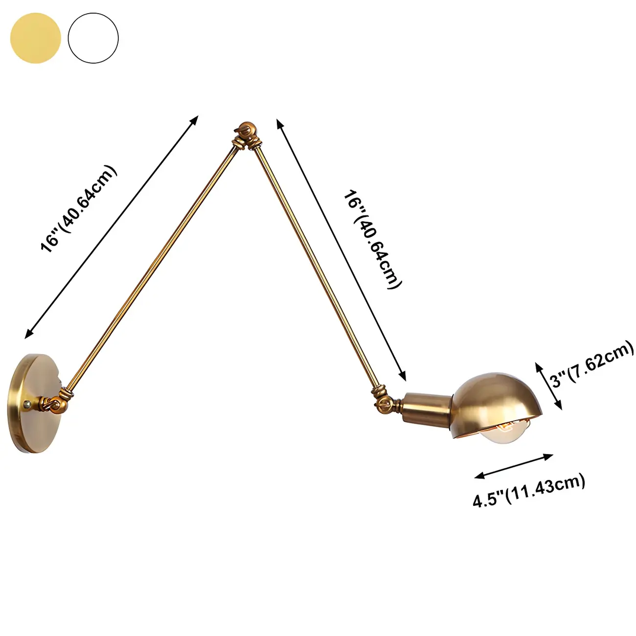 Gold and White Dome Swing Arm Wall Light Image - 25 | homeyfad