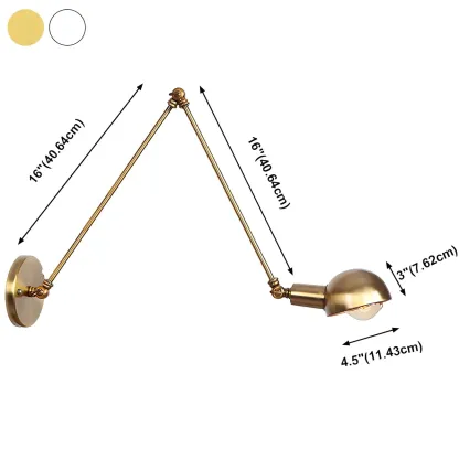 Gold and White Dome Swing Arm Wall Light Image - 25