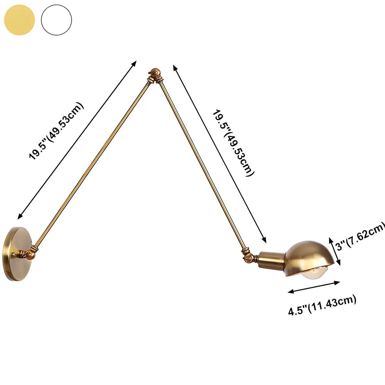 Gold and White Dome Swing Arm Wall Light Image - 26 | homeyfad