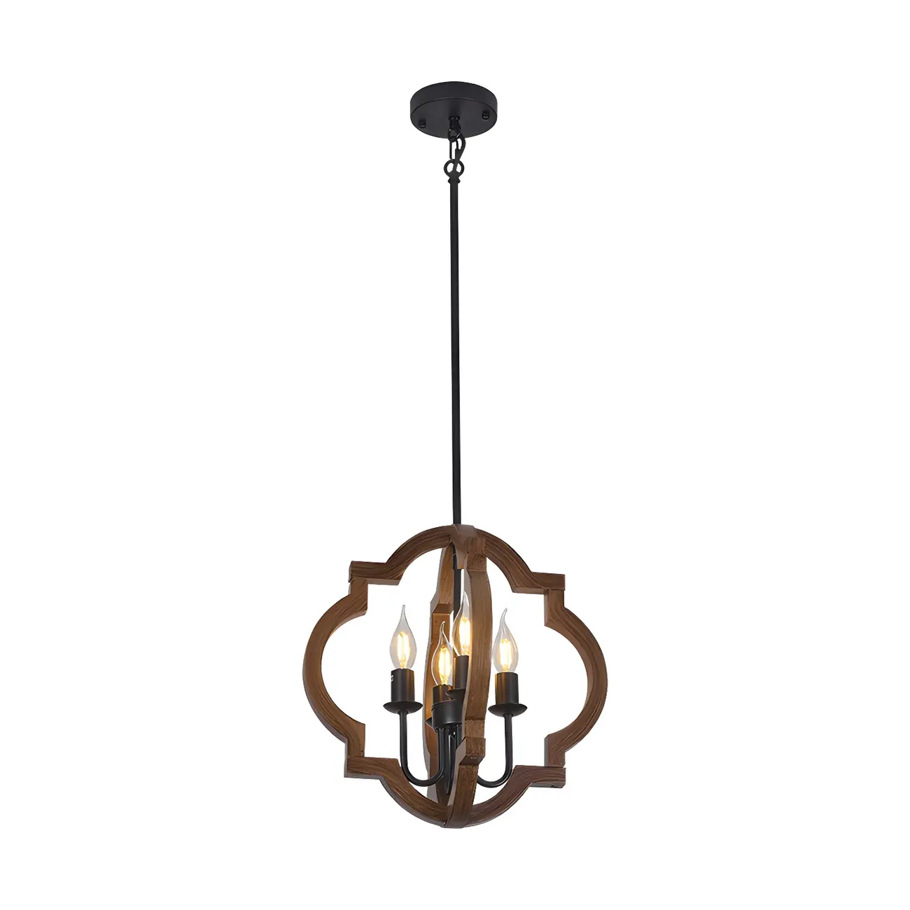Wooden Geometric Iron Modern Linear Chandelier Light Image - 6 | homeyfad