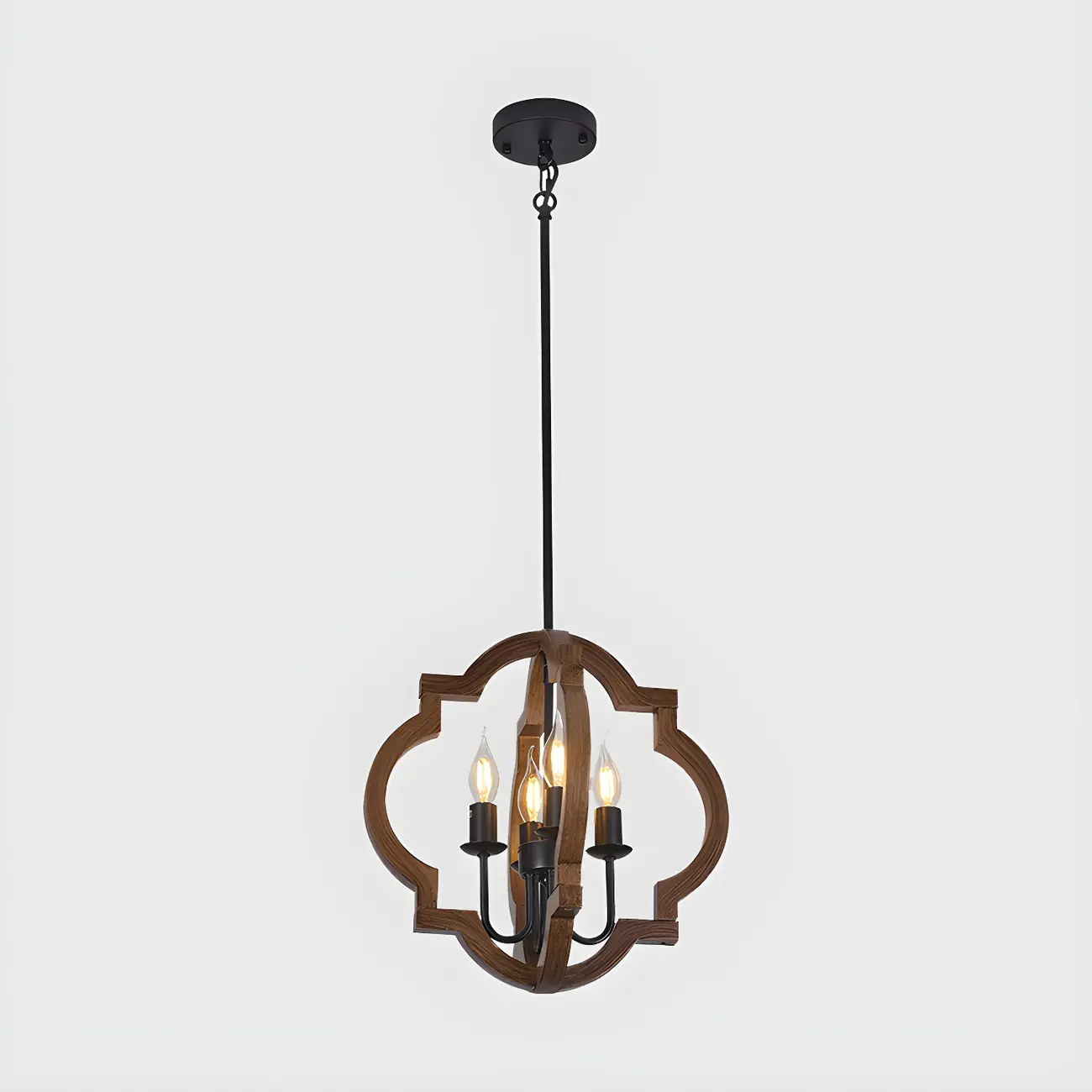 Wooden Geometric Iron Modern Linear Chandelier Light Image - 7 | homeyfad