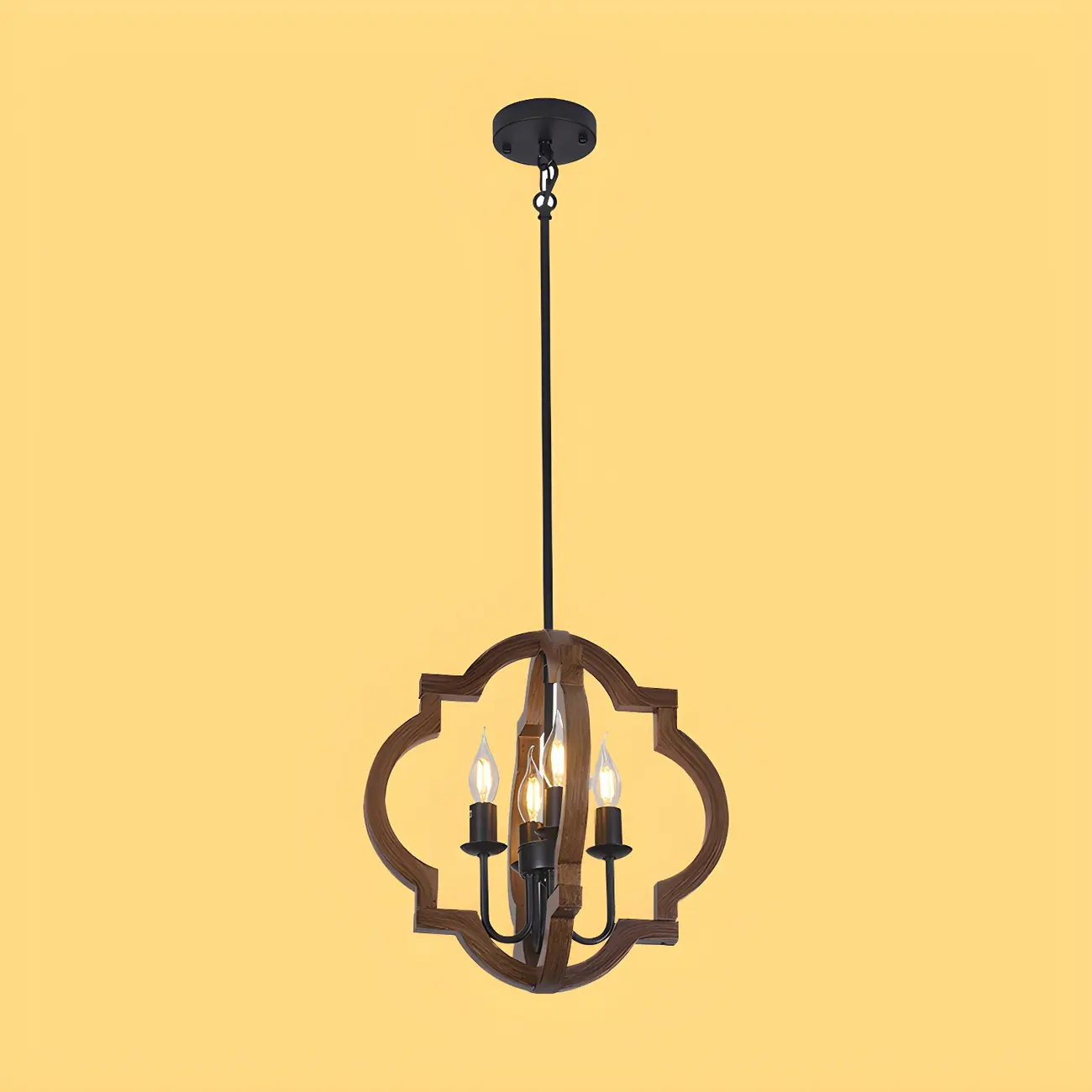 Wooden Geometric Iron Modern Linear Chandelier Light Image - 8 | homeyfad