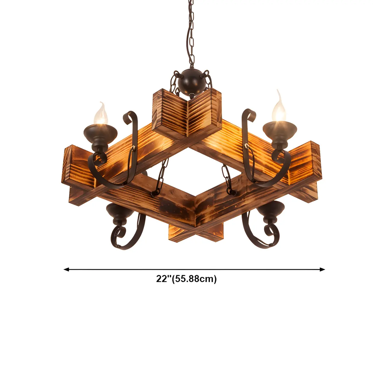 Industrial Vintage Iron Pendant Light Wooden Geometric Hanging Lamp for Commercial Place | homeyfad