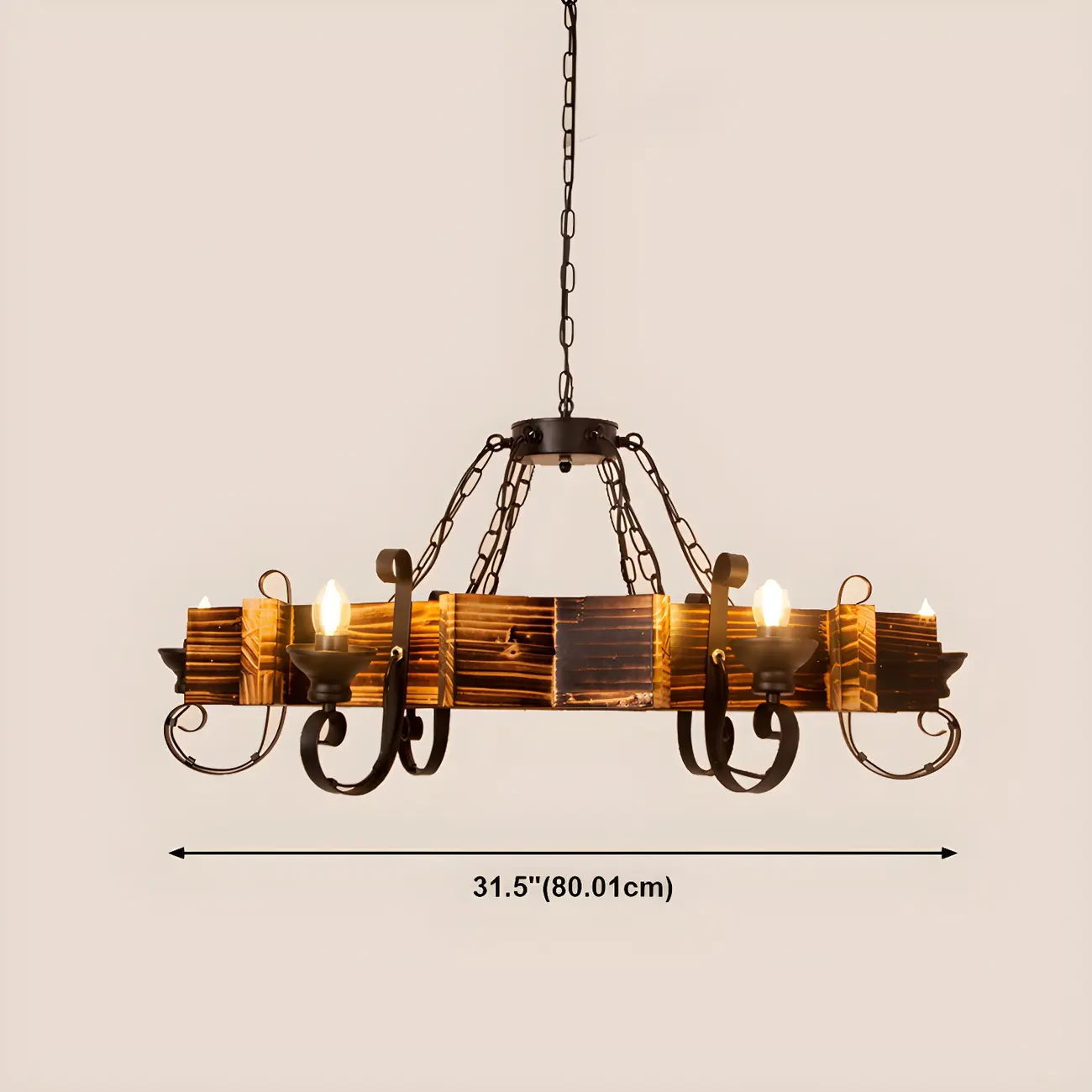 Industrial Vintage Iron Pendant Light Wooden Geometric Hanging Lamp for Commercial Place | homeyfad