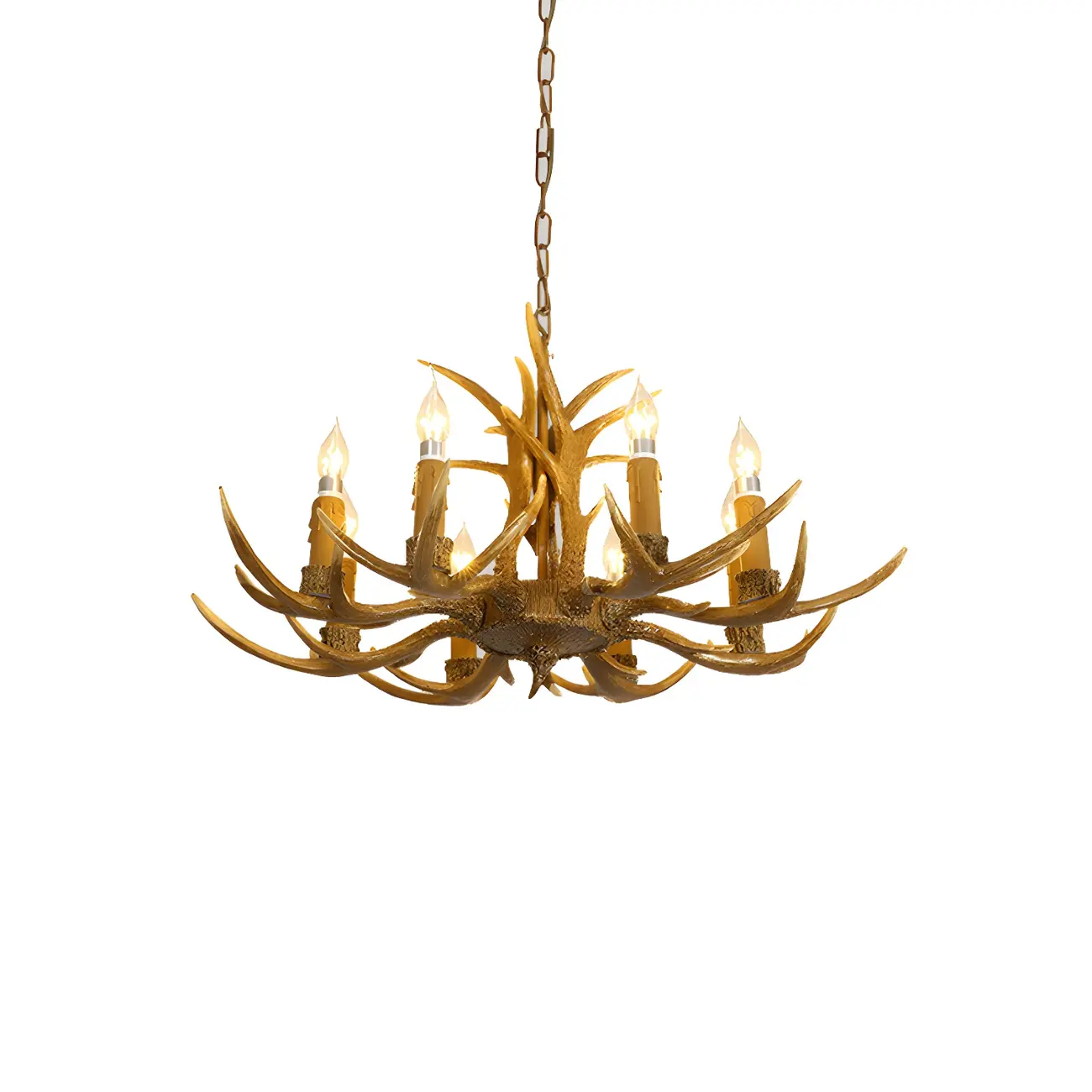 Gold Antler Shape Resin Rustic Chandelier Lighting | homeyfad
