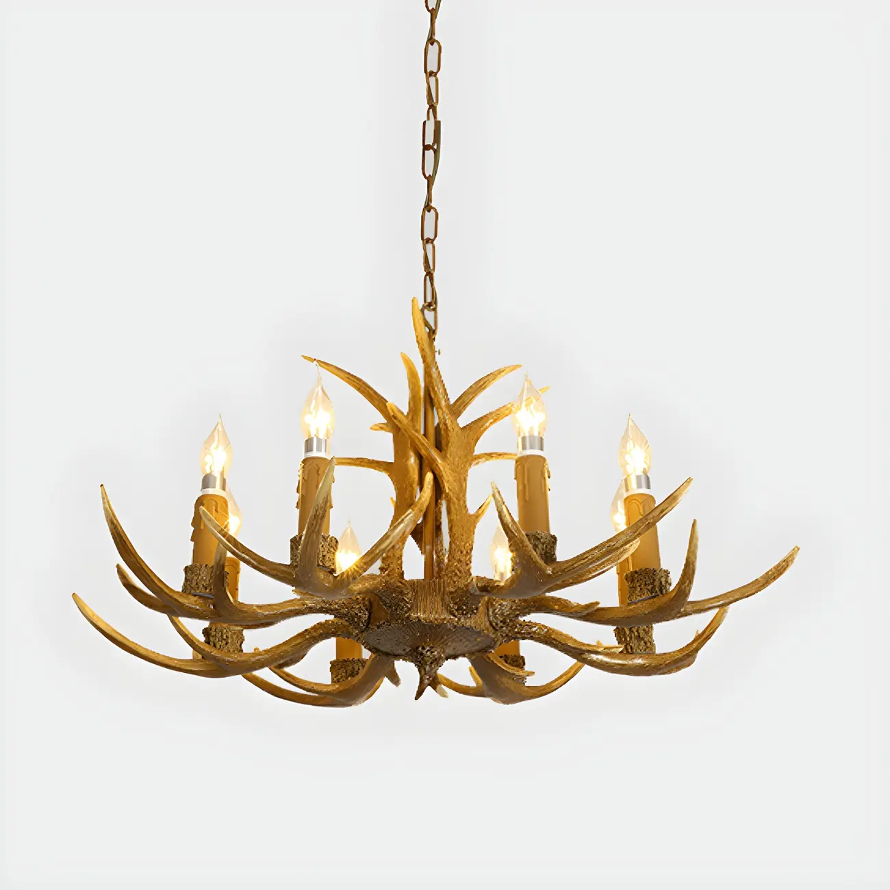 Gold Antler Shape Resin Rustic Chandelier Lighting | homeyfad