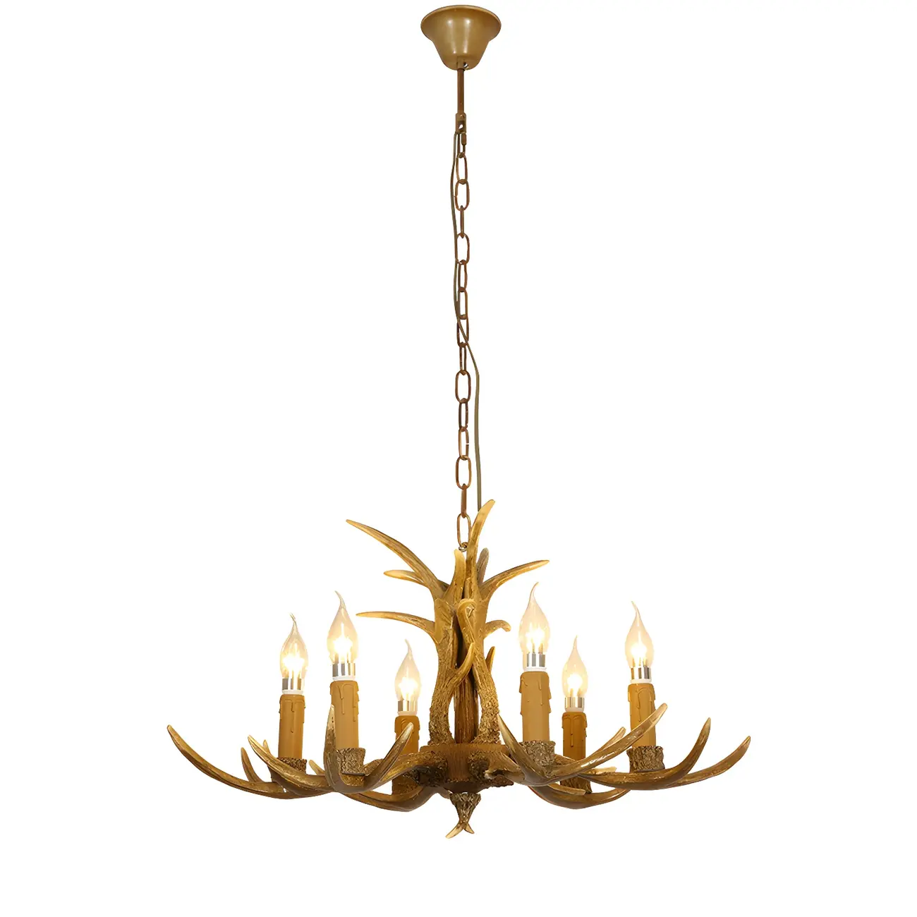 Gold Antler Shape Resin Rustic Chandelier Lighting | homeyfad