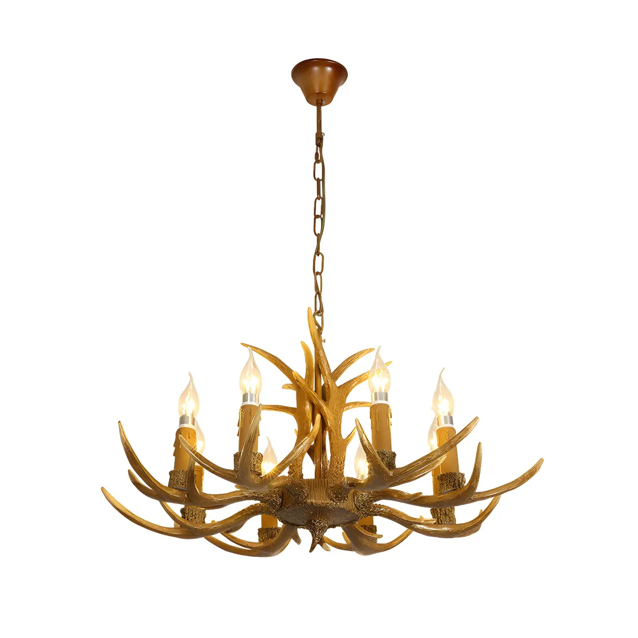 Gold Antler Shape Resin Rustic Chandelier Lighting | homeyfad