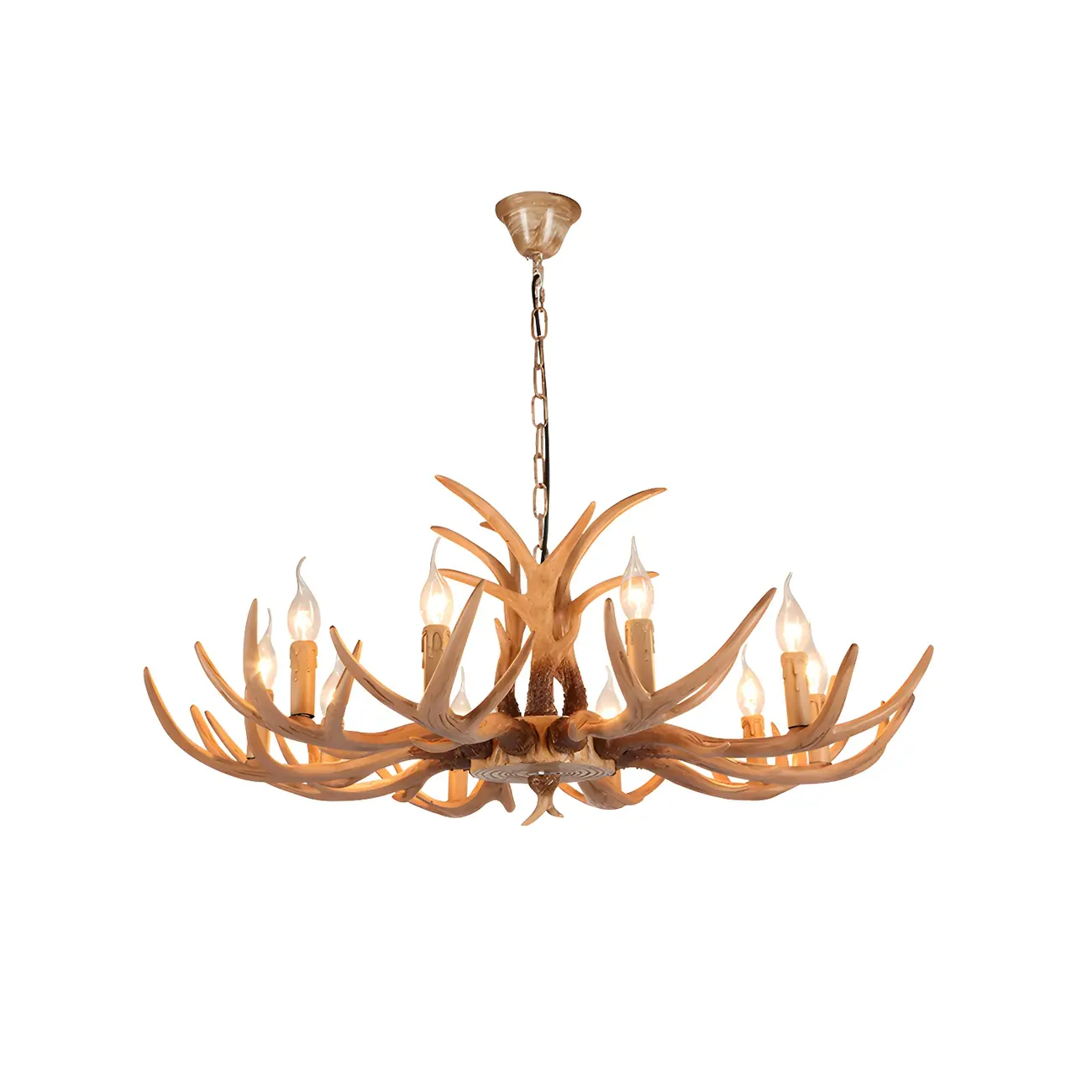 Gold Antler Shape Resin Rustic Chandelier Lighting | homeyfad
