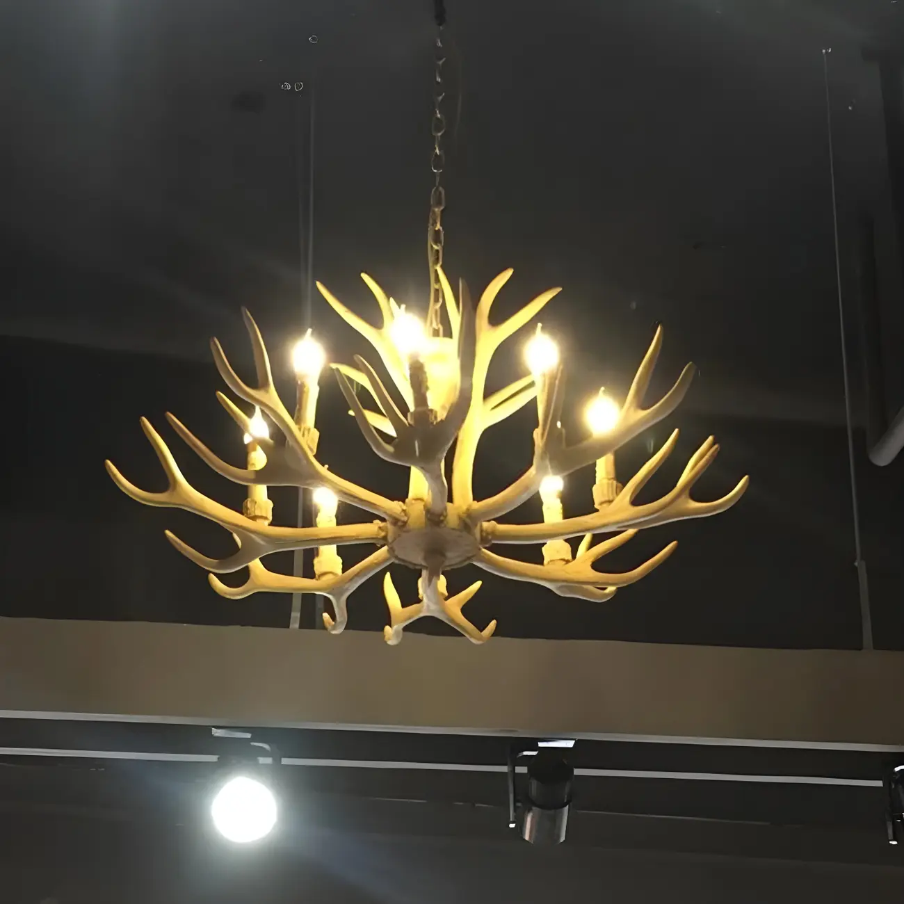 Gold Antler Shape Resin Rustic Chandelier Lighting | homeyfad
