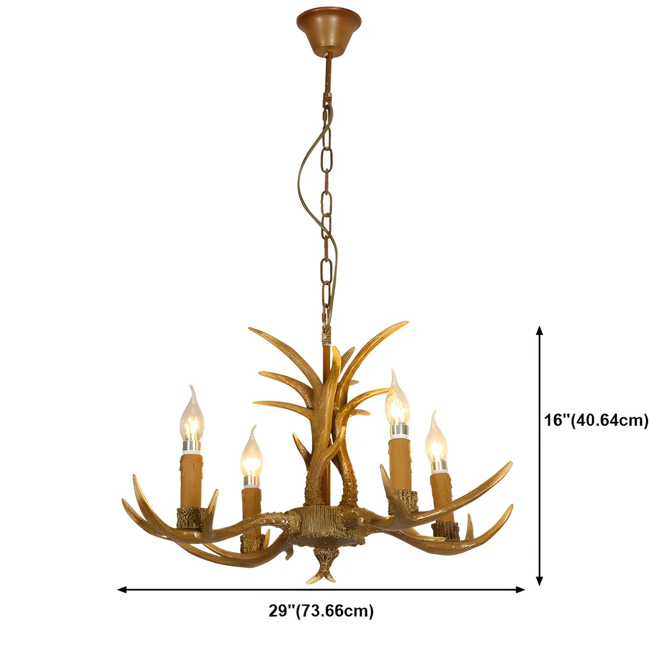 Gold Antler Shape Resin Rustic Chandelier Lighting | homeyfad
