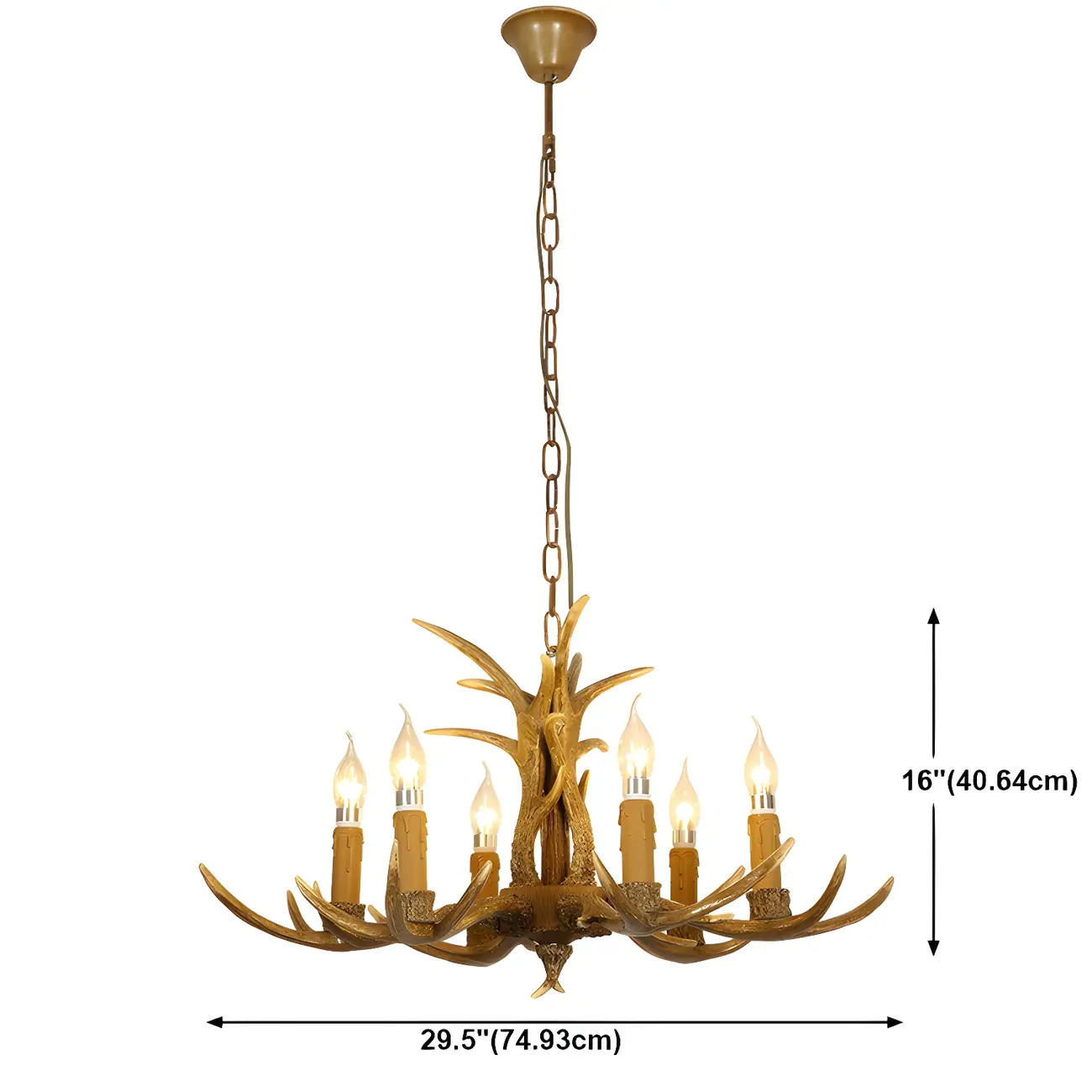 Gold Antler Shape Resin Rustic Chandelier Lighting | homeyfad