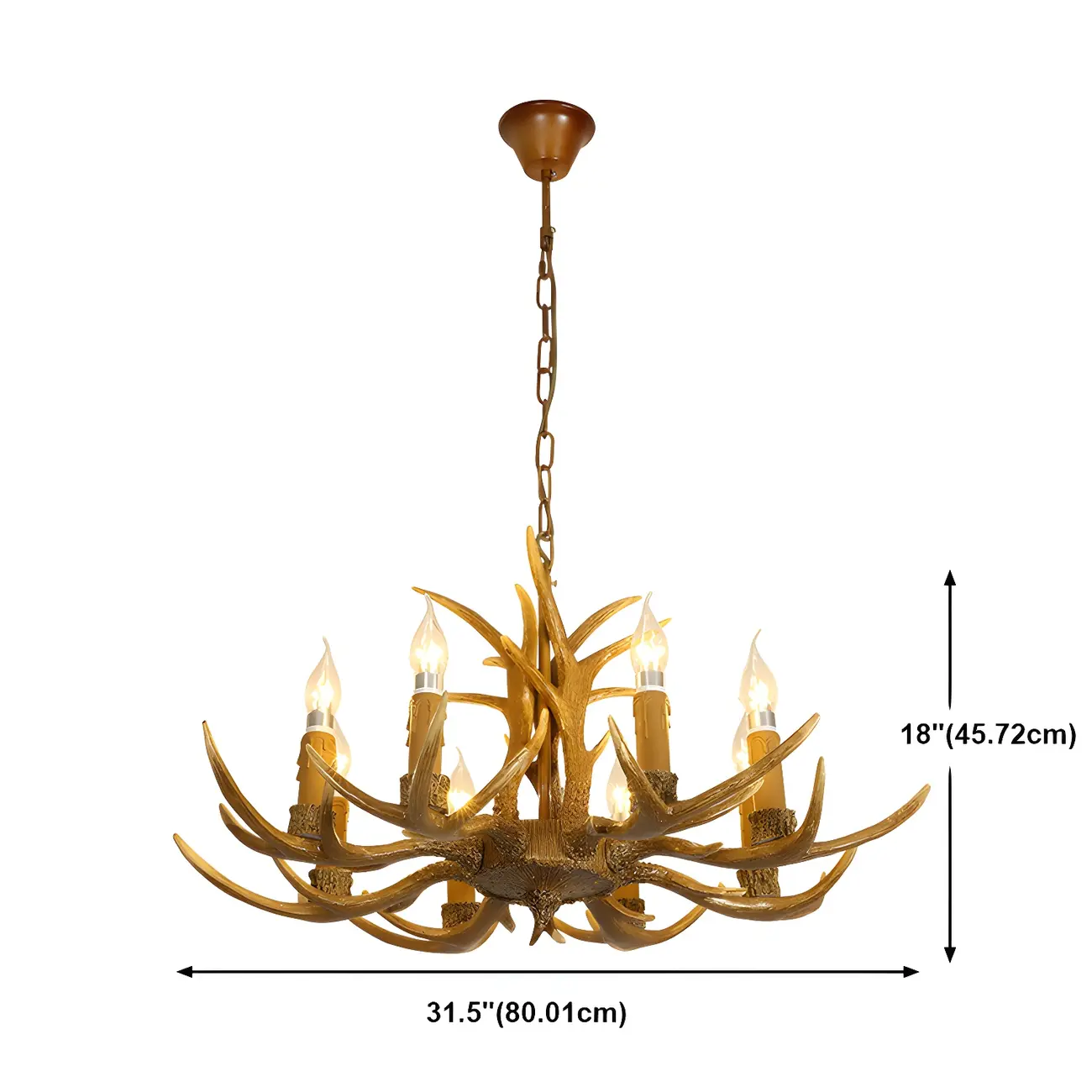 Gold Antler Shape Resin Rustic Chandelier Lighting | homeyfad