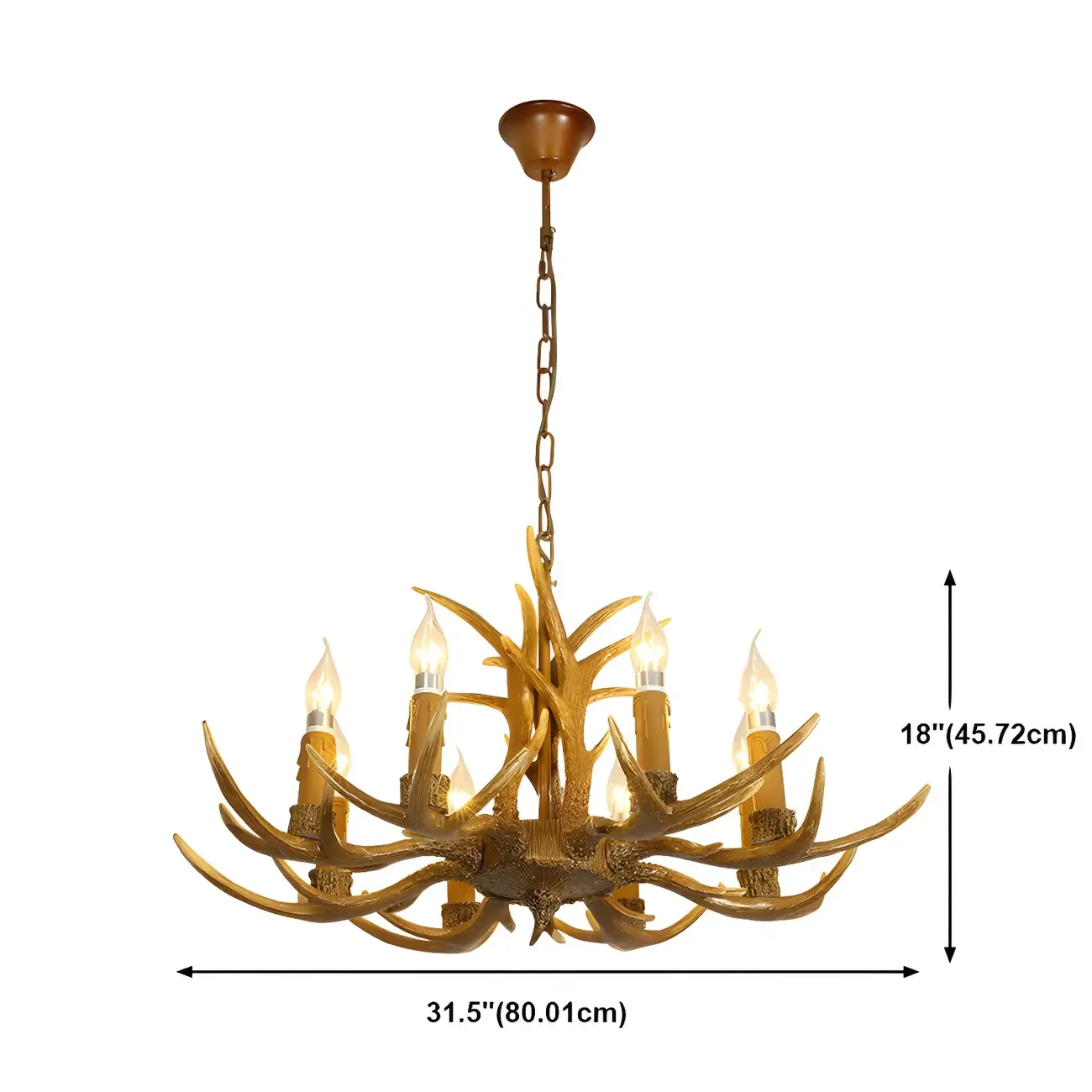 Gold Antler Shape Resin Rustic Chandelier Lighting