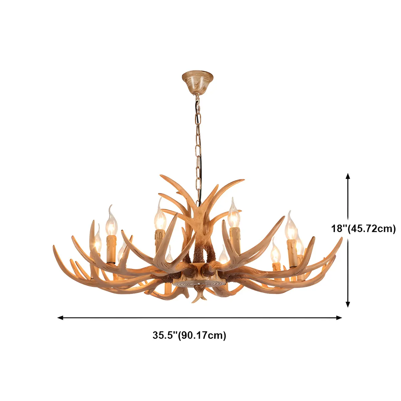 Gold Antler Shape Resin Rustic Chandelier Lighting | homeyfad