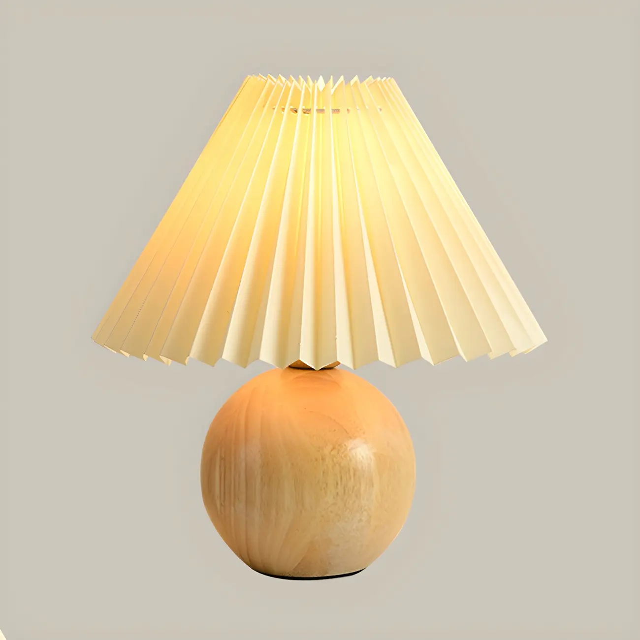 Nordic Beige Solid Wood Plastic Cone Shade Table Lamp Image - 7 | homeyfad