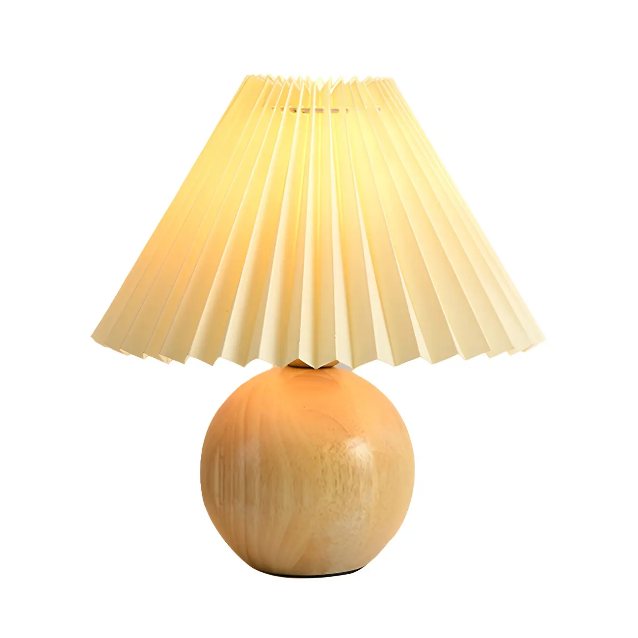 Nordic Beige Solid Wood Plastic Cone Shade Table Lamp Image - 10 | homeyfad