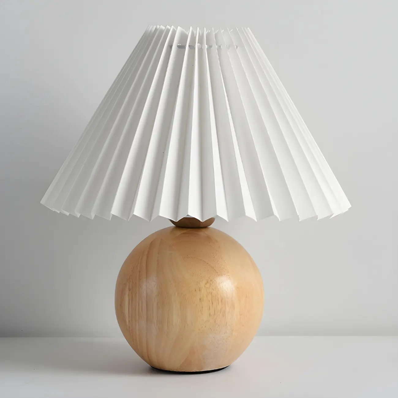 Nordic Beige Solid Wood Plastic Cone Shade Table Lamp Image - 13 | homeyfad
