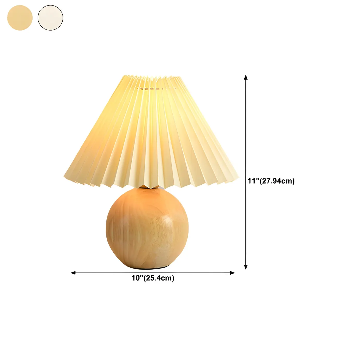 Nordic Beige Solid Wood Plastic Cone Shade Table Lamp #size | homeyfad